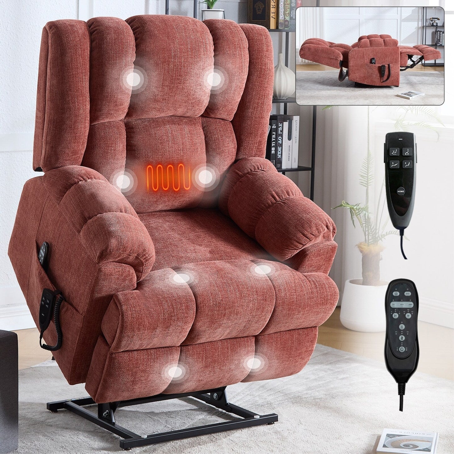 Dual Motor Power Lift Recliner Chair with Heat Massage,Infinite Position
