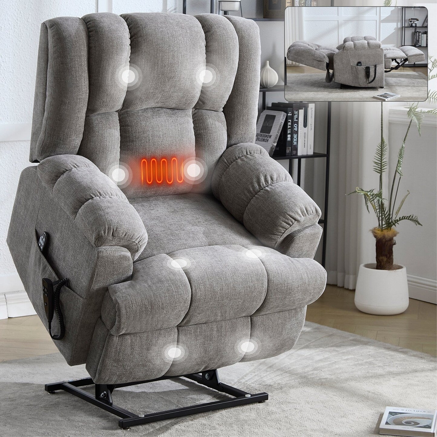 Dual Motor Power Lift Recliner Chair with Heat Massage,Infinite Position
