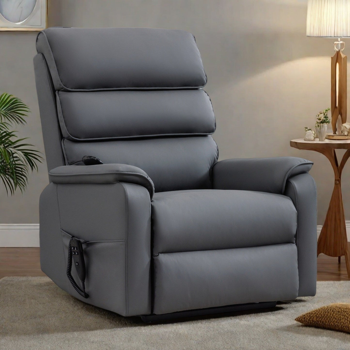 Dual Motor Power Lift Recliner Chair with Massage and Heat - Cat-Proof Leather, Electric Recline, Remote Control