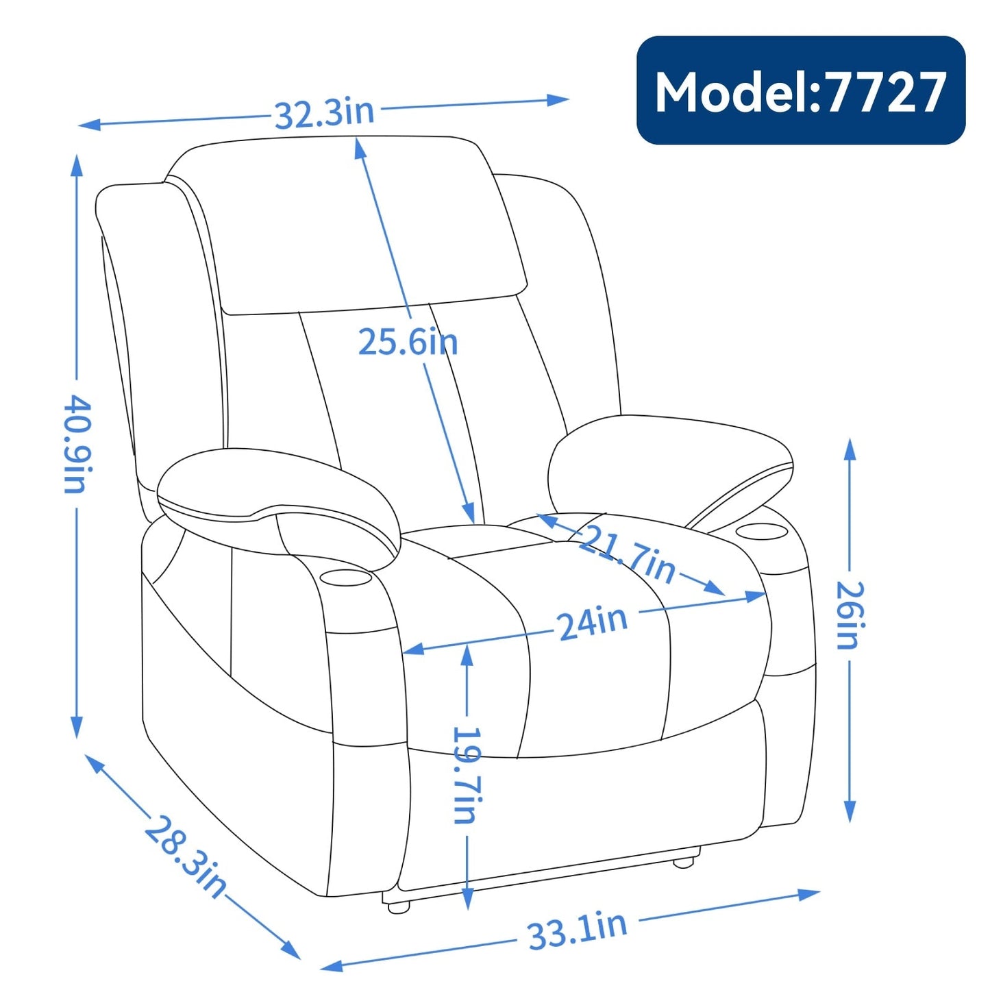 Dual Motor Power Lift Recliner Chair, with 8-Point Massage & Lumbar Heating, Stainless Steel Cup Holders