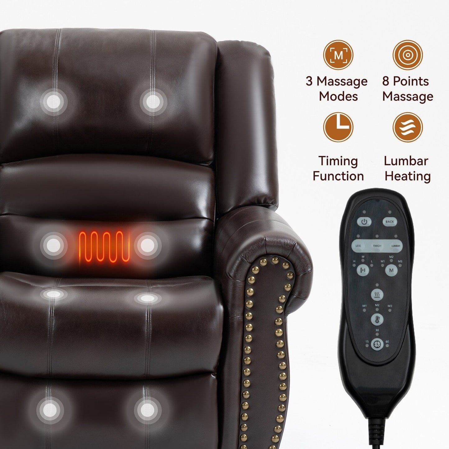 Dual Motor Power Lift Recliner Chair,HeatMassage,Infinite Position,USB