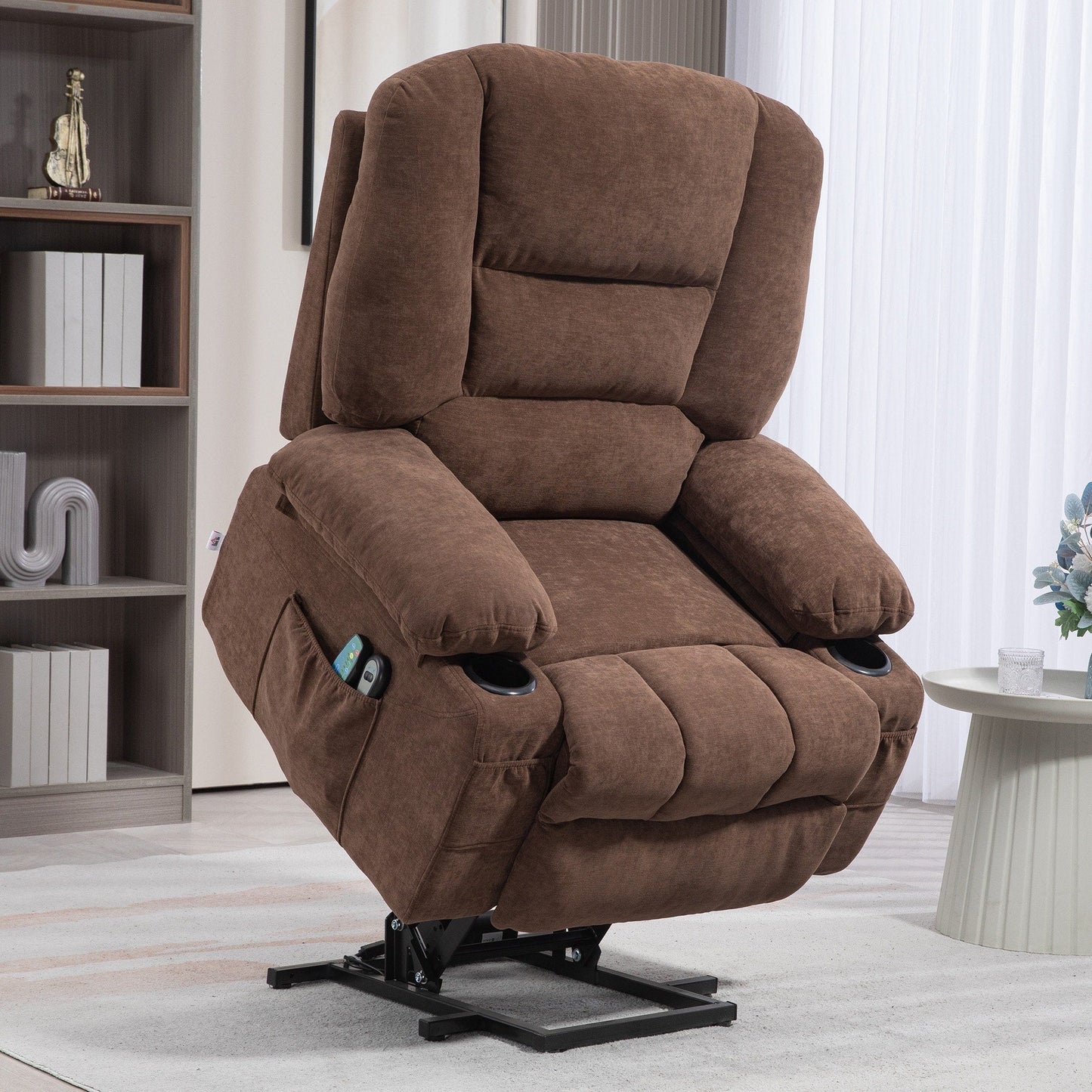 Dual Motor Power Lift Recliner with Massage, Lumbar Heat, USB Charging, and Adjustable Footrest