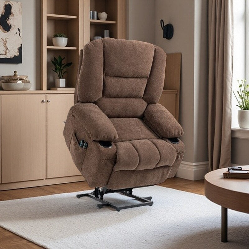 Dual Motor Power Lift Recliner with Massage, Lumbar Heat, USB Charging, and Adjustable Footrest