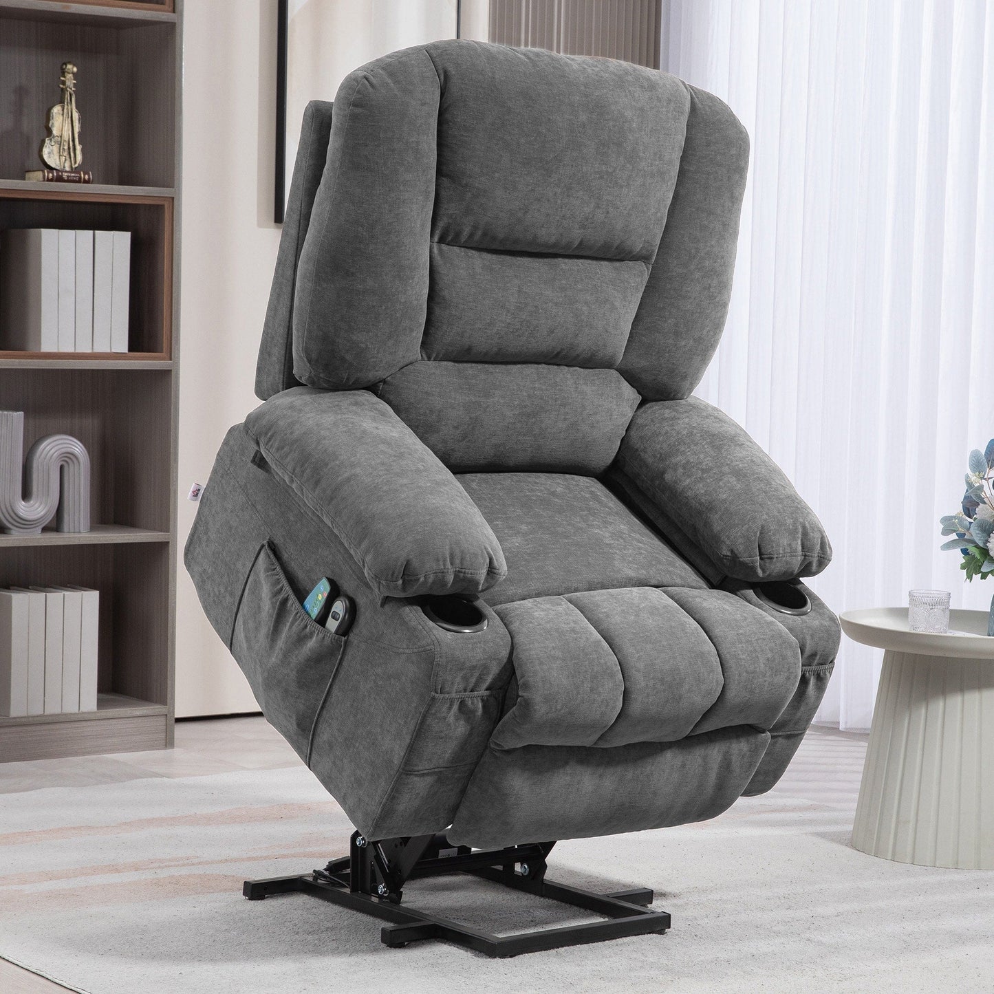 Dual Motor Power Lift Recliner with Massage, Lumbar Heat, USB Charging, and Adjustable Footrest