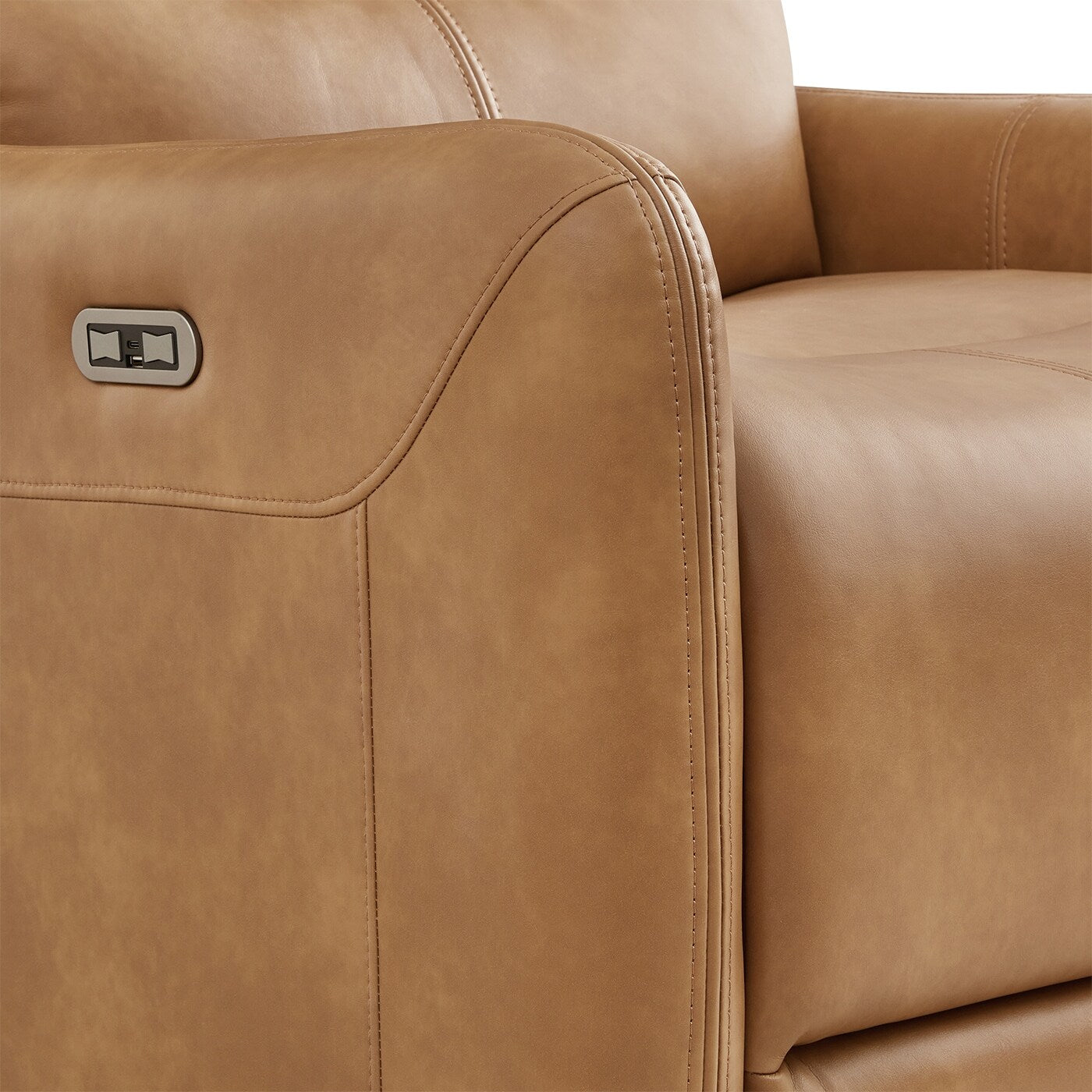 Dublin 30 Swivel Power Recliner Arm Chair Saddle Brown Faux Leather