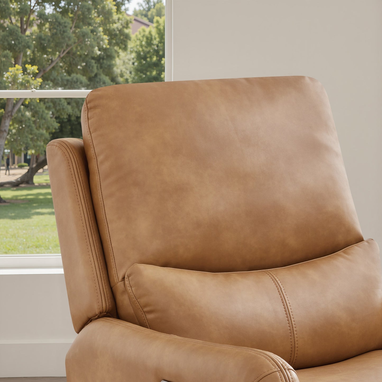 Dublin 30 Swivel Power Recliner Arm Chair Saddle Brown Faux Leather