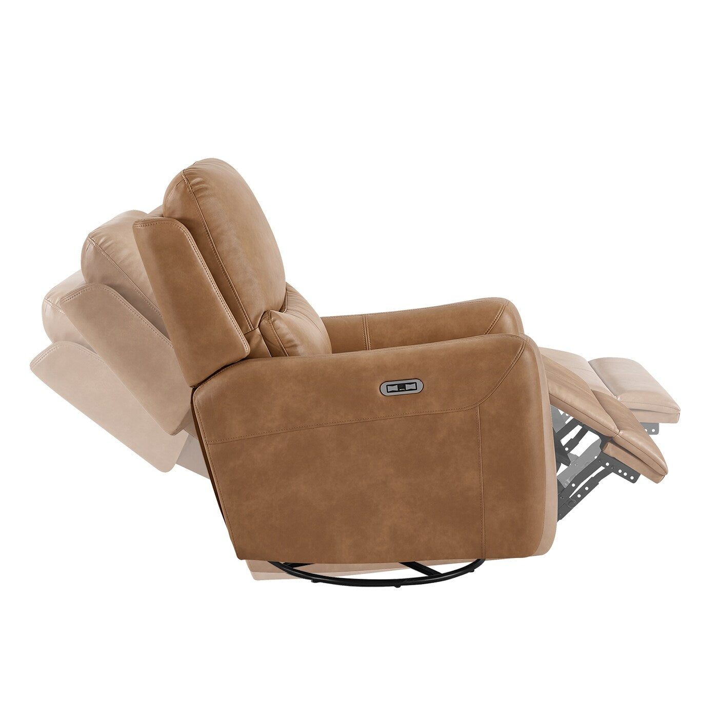 Dublin 30 Swivel Power Recliner Arm Chair Saddle Brown Faux Leather