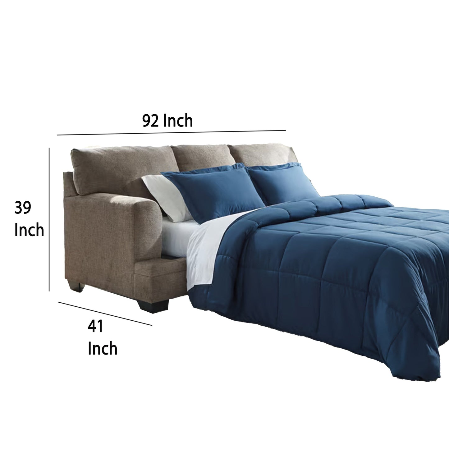 Ead Queen Size Sofa Sleeper, 4 Accent Pillows, Nutmeg Brown Polyester