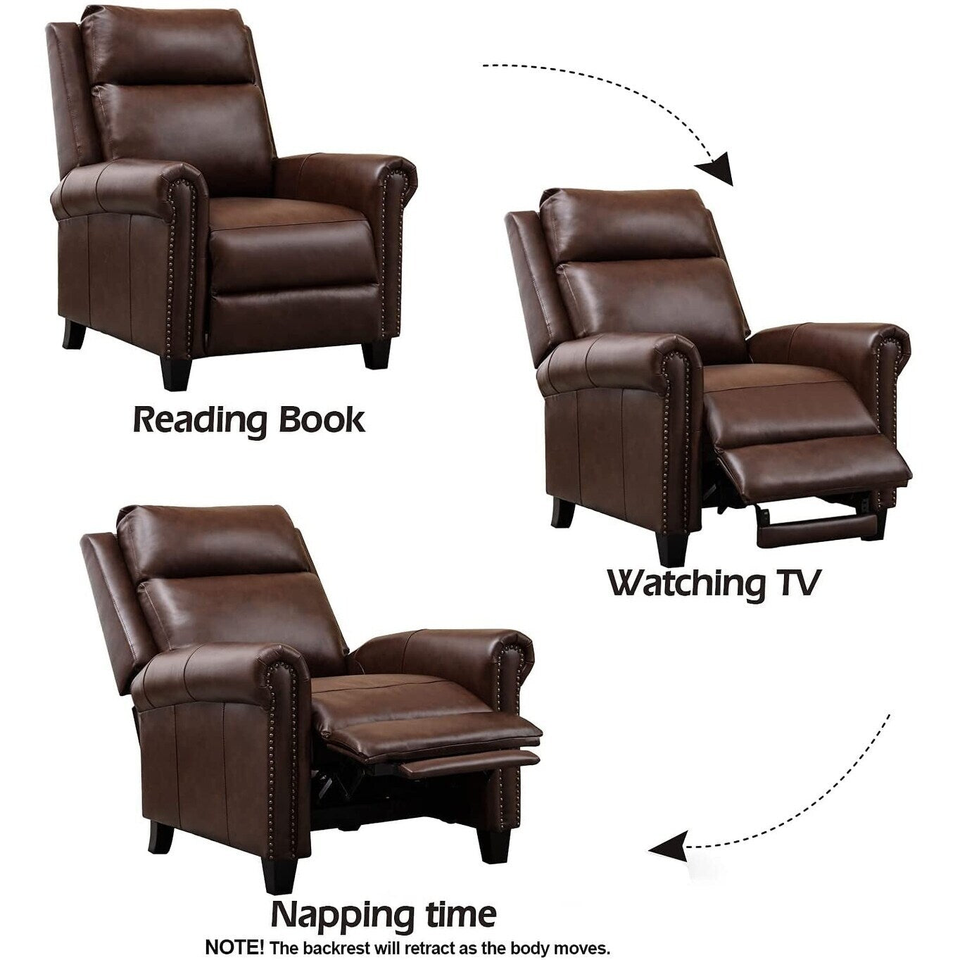 Ebello Genuine Leather Pushback Club Recliner Chair