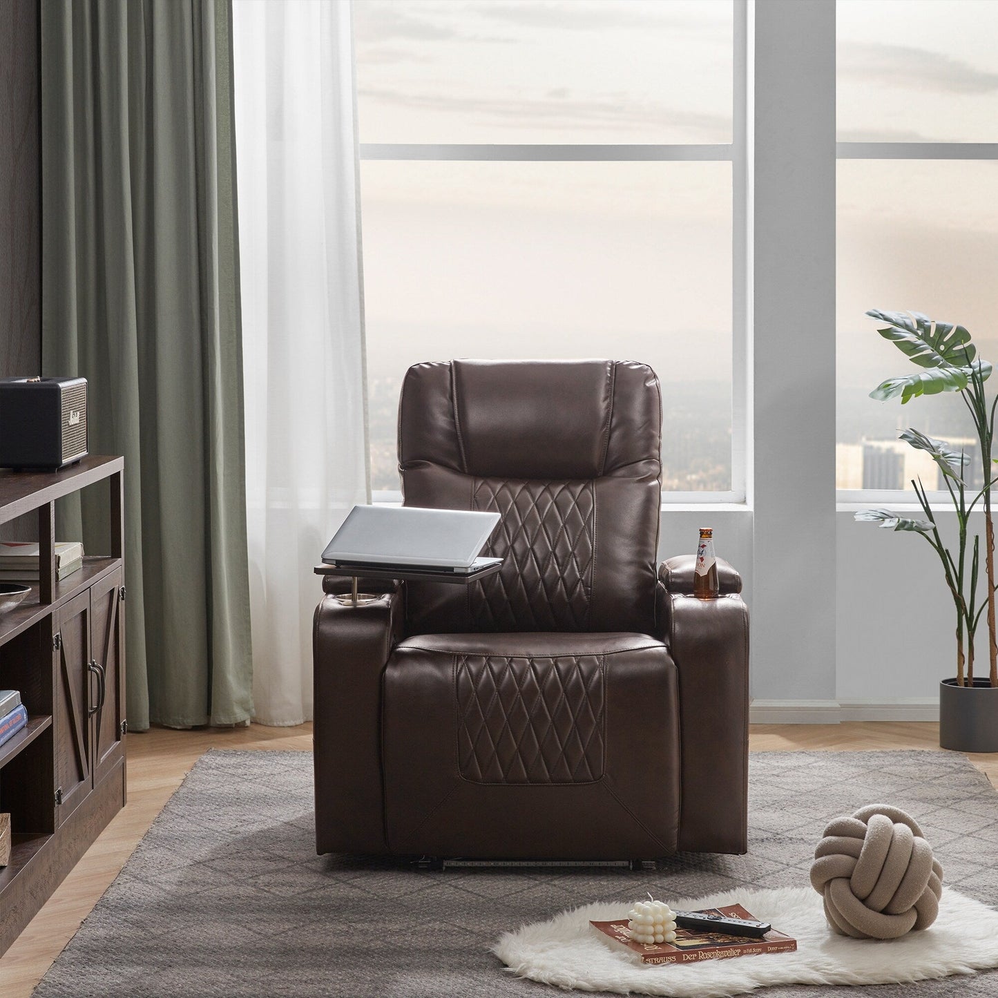 Electric Power Recliner with USB, Swivel Tray & Arm Storage