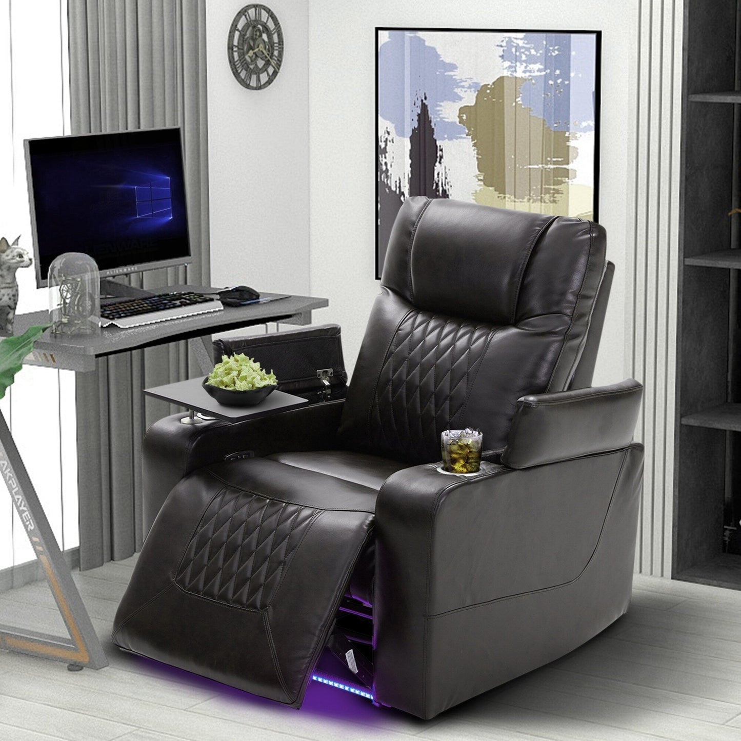 Electric Power Recliner with USB, Swivel Tray & Arm Storage