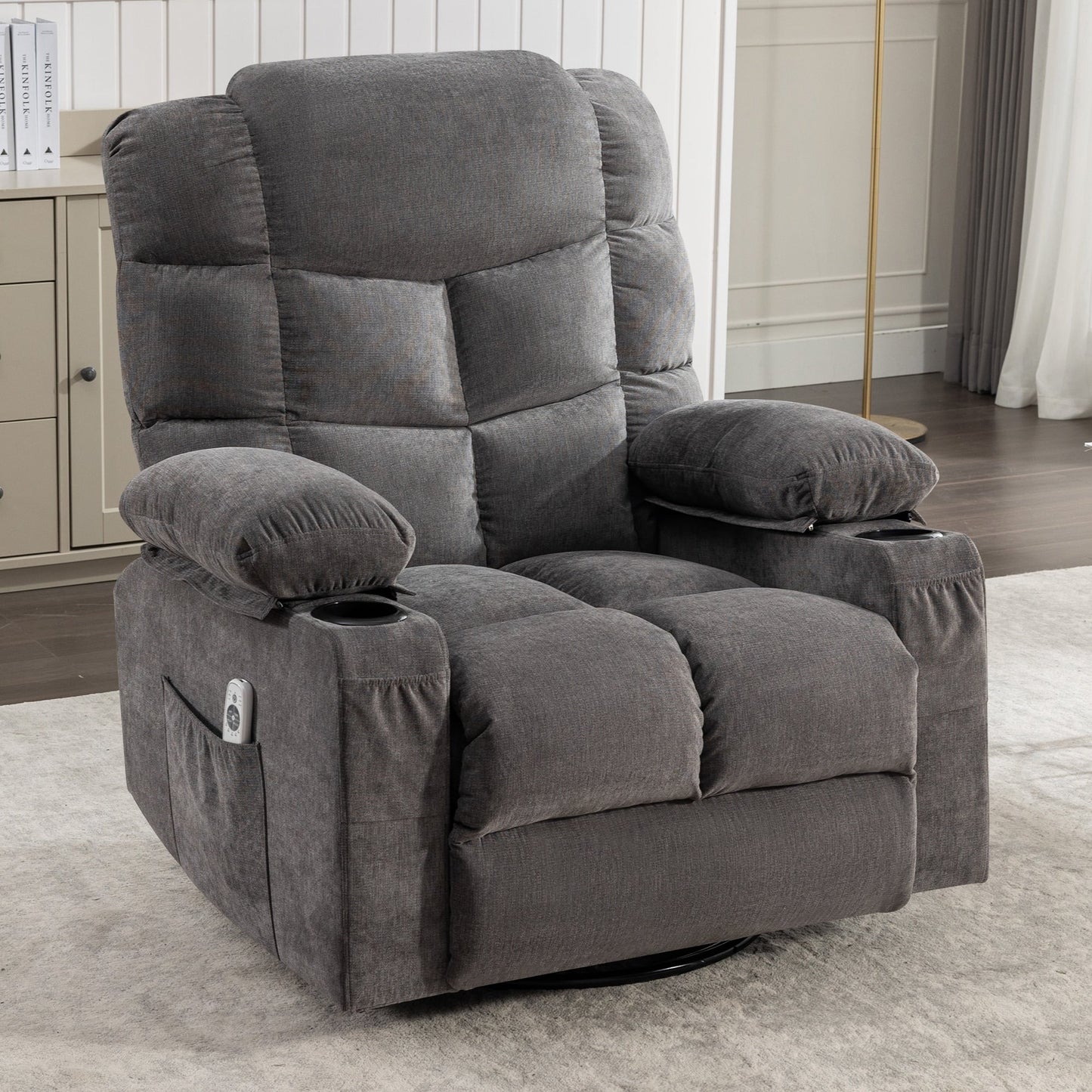 Electric Recliner Chair with 139° Adjustable Recline, 8-Point Massage & Lumbar Heat, Okin Motor, USB Charging, and Side Storage