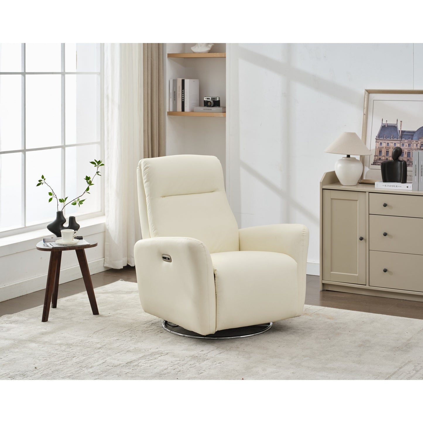 Electric Rocking Recliner, 270° Swivel Power Glider Chair with Button Control for Nursery, Bedroom or Living Room