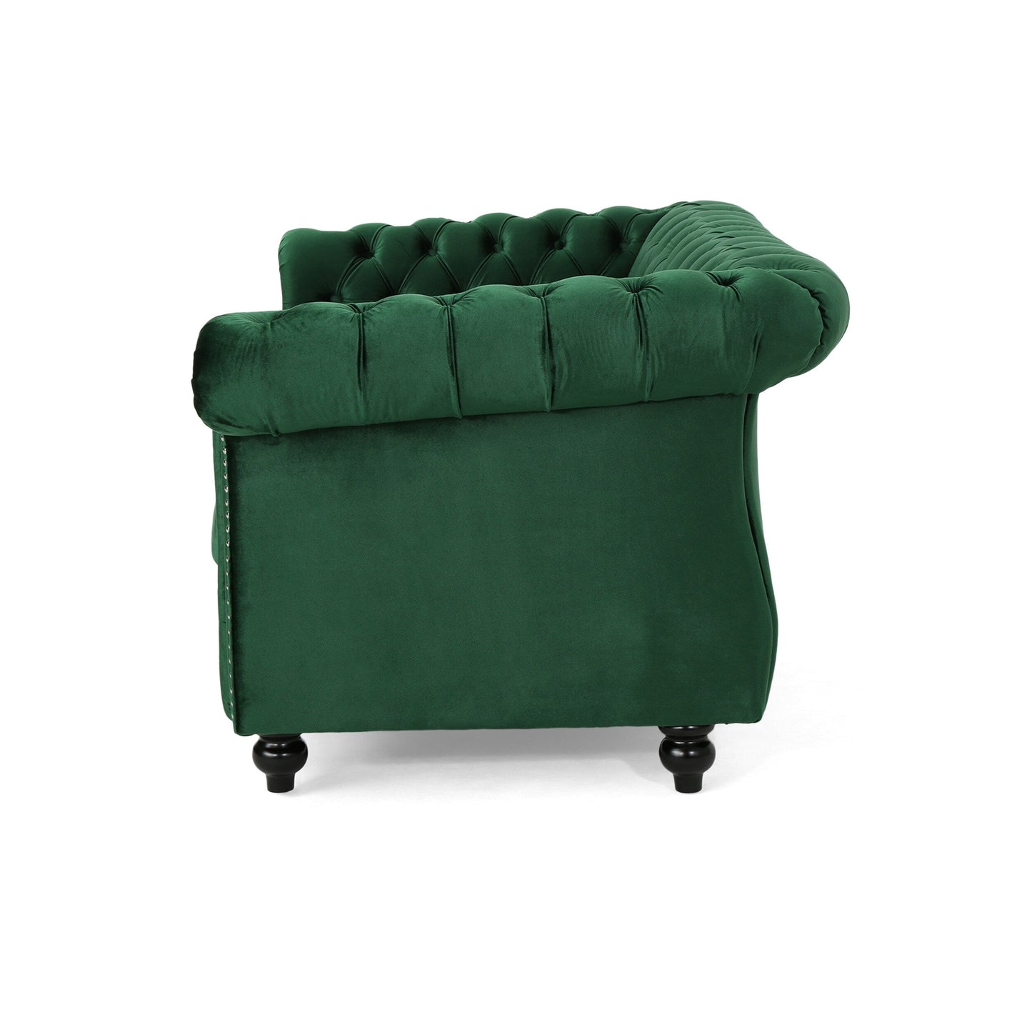 Emerald Chesterfield 61.75 Button Tufted Upholstered Loveseat Sofa with Nailheads and Wood Legs for Living Room