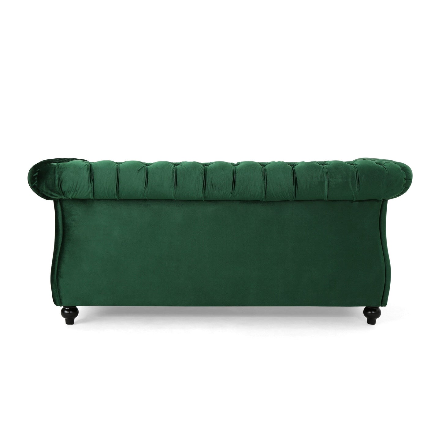 Emerald Chesterfield 61.75 Button Tufted Upholstered Loveseat Sofa with Nailheads and Wood Legs for Living Room