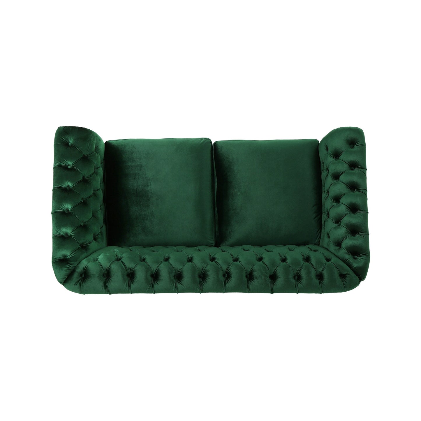 Emerald Chesterfield 61.75 Button Tufted Upholstered Loveseat Sofa with Nailheads and Wood Legs for Living Room