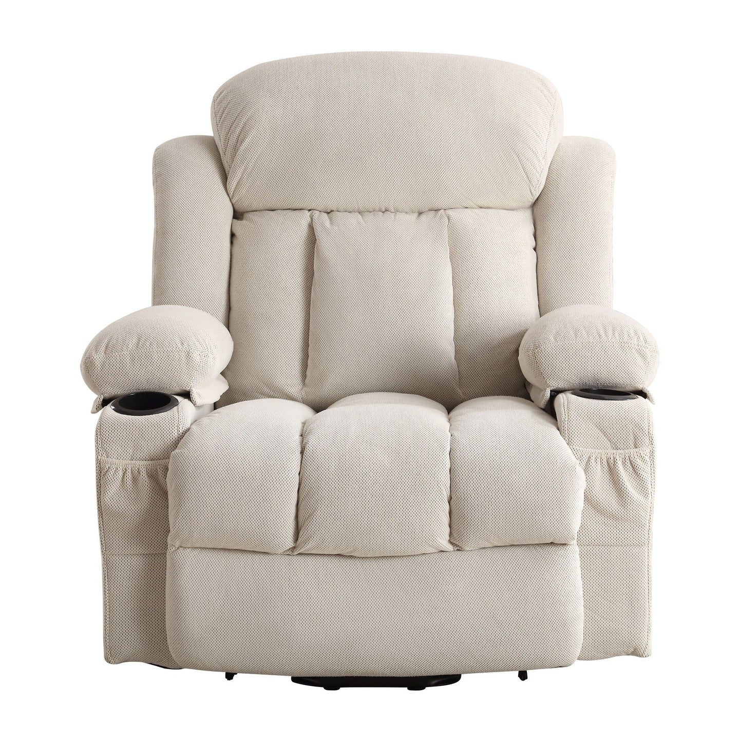 Ergonomic Power Lift Recliner Chair Electric Fabric Massage Heat Sofa with USB Charging, Side Pockets and Remote Control