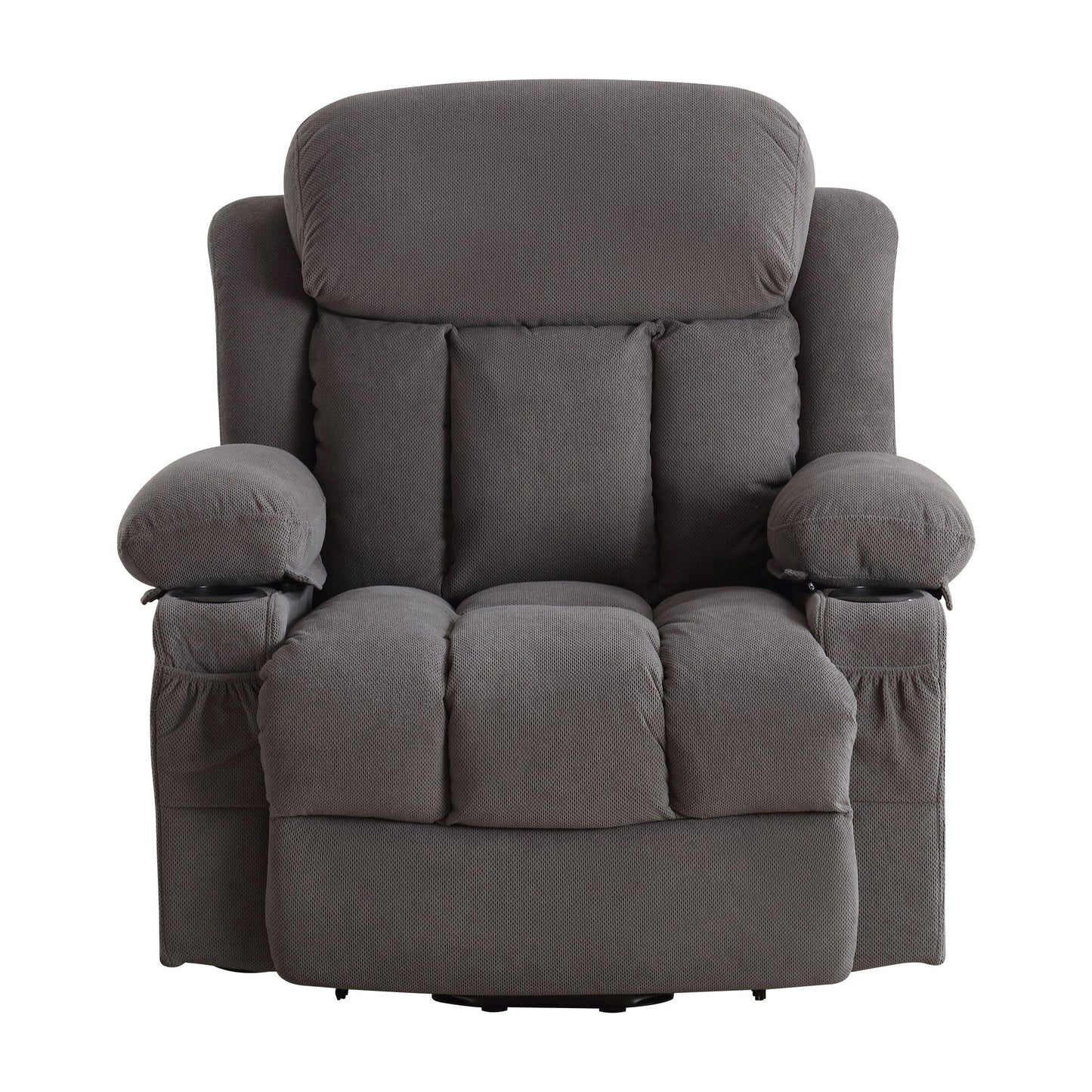Ergonomic Power Lift Recliner Chair Electric Fabric Massage Heat Sofa with USB Charging, Side Pockets and Remote Control