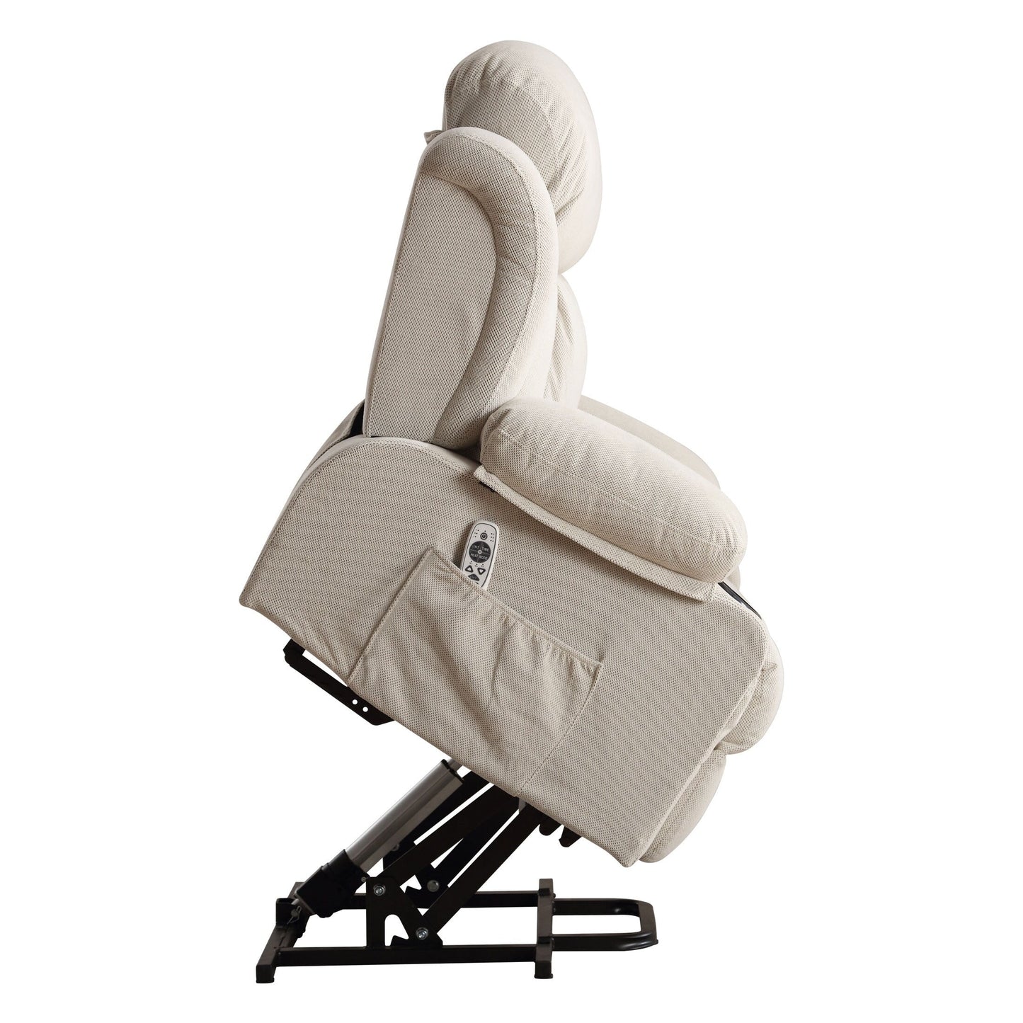 Ergonomic Power Lift Recliner Chair Electric Fabric Massage Heat Sofa with USB Charging, Side Pockets and Remote Control