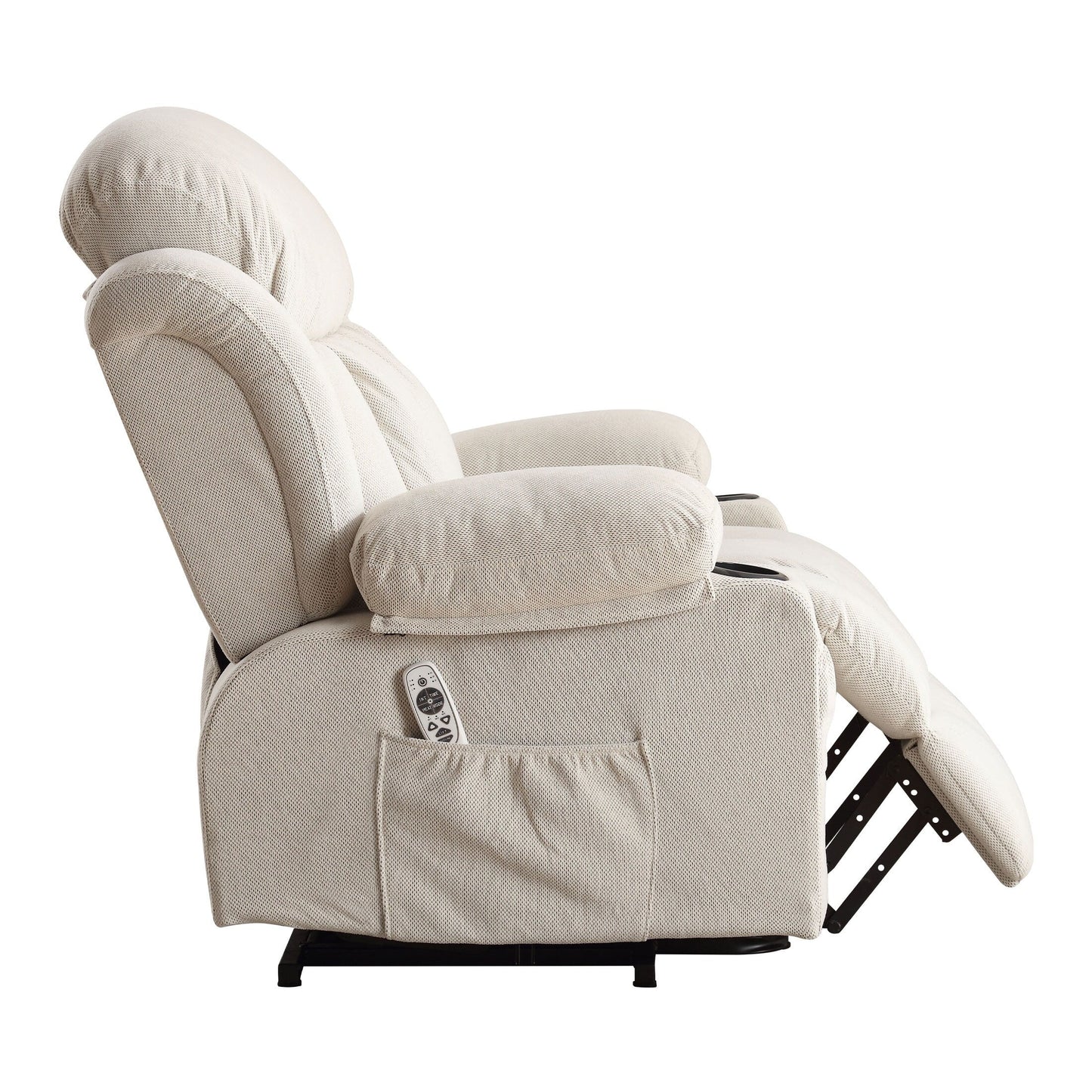 Ergonomic Power Lift Recliner Chair Electric Fabric Massage Heat Sofa with USB Charging, Side Pockets and Remote Control