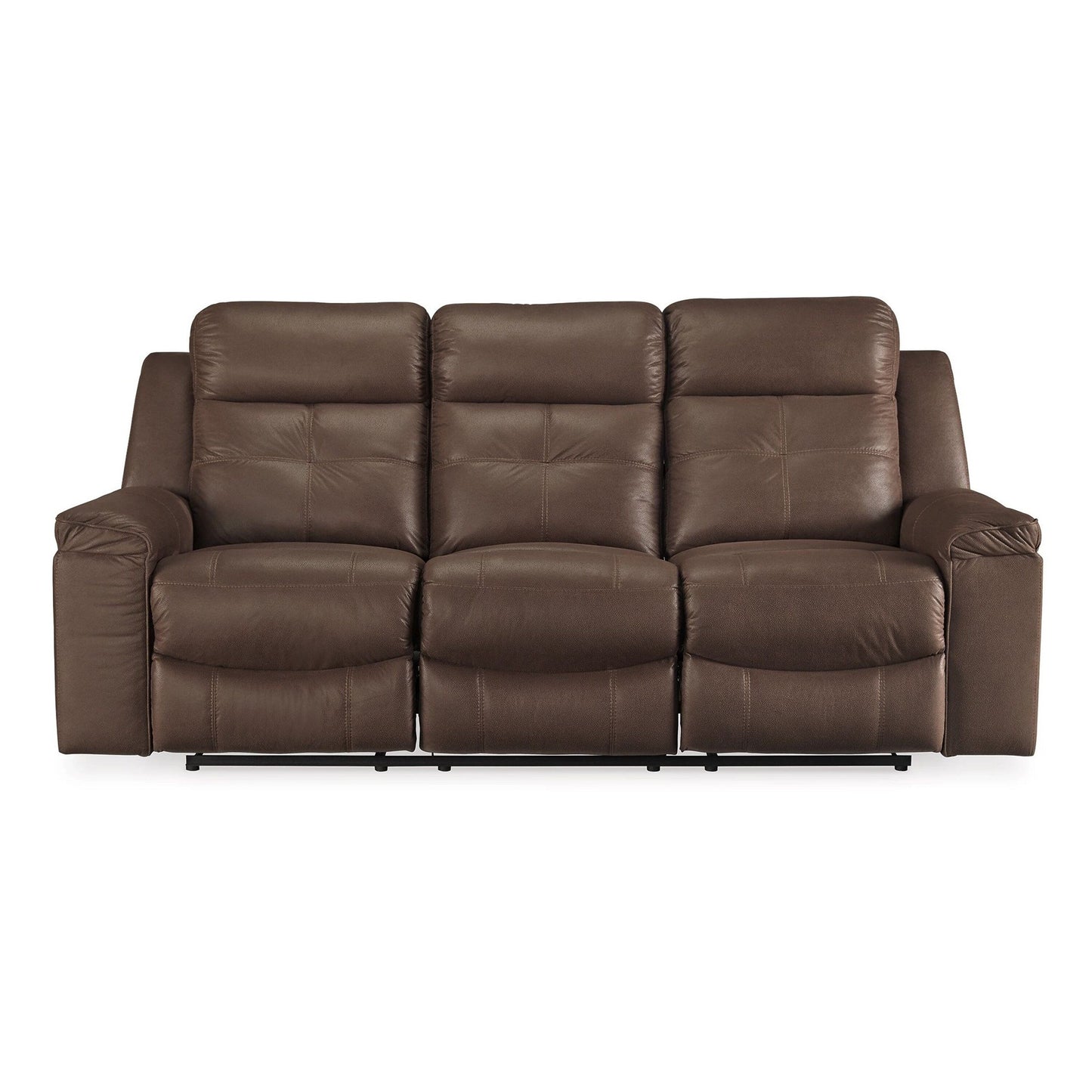 Eslo Manual Reclining Sofa, Coffee Brown Faux Suede Polyester, 88 Inch