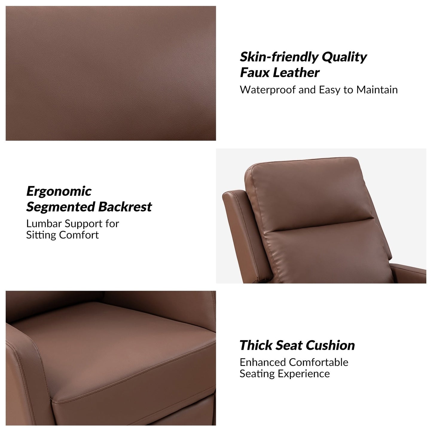 Esteban Modern Faux Leather Manual Rocking Swivel Recliner with Wingback