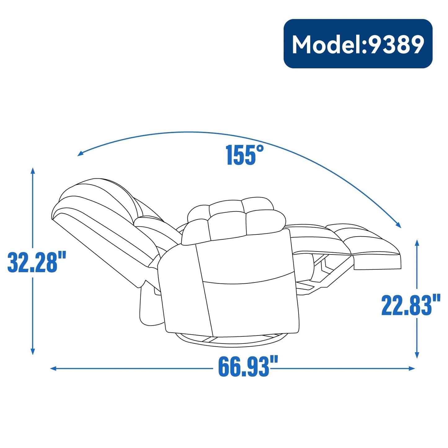 Extra-Large Manual Recliner Chair with 360° Swivel Base and Rocking Motion, Tool-Free Assembly