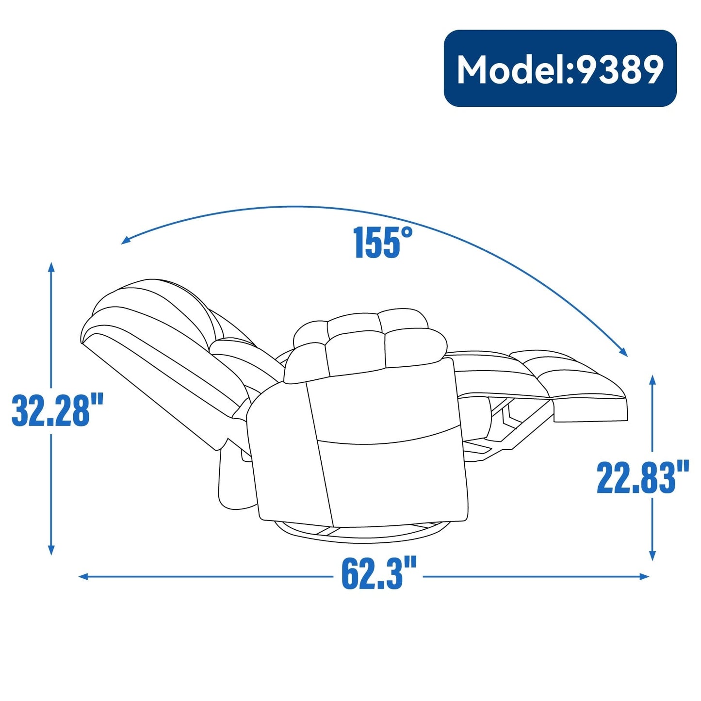 Extra-Large Manual Recliner Chair with 360° Swivel Base and Rocking Motion, Tool-Free Assembly