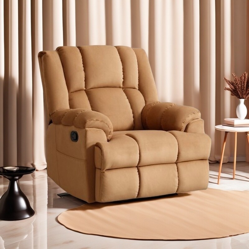 Extra-Large Manual Recliner Chair with 360° Swivel Base and Rocking Motion, Tool-Free Assembly