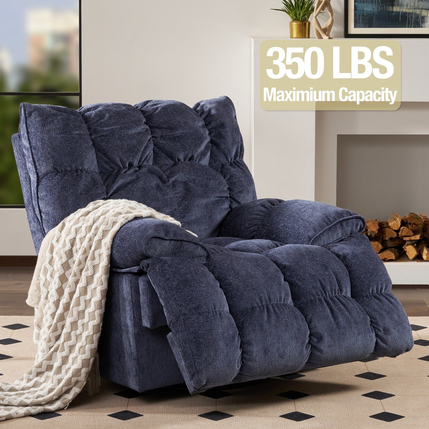 Fabric 360° Swivel Electric Recliner Chair with Glide Motion