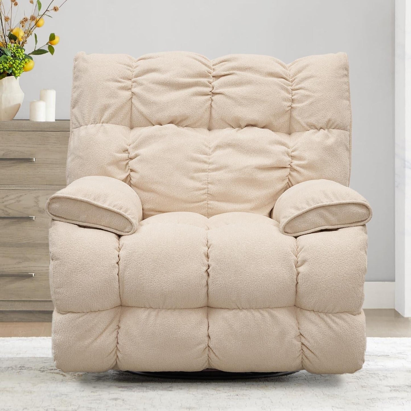 Fabric 360° Swivel Electric Recliner Chair with Glide Motion