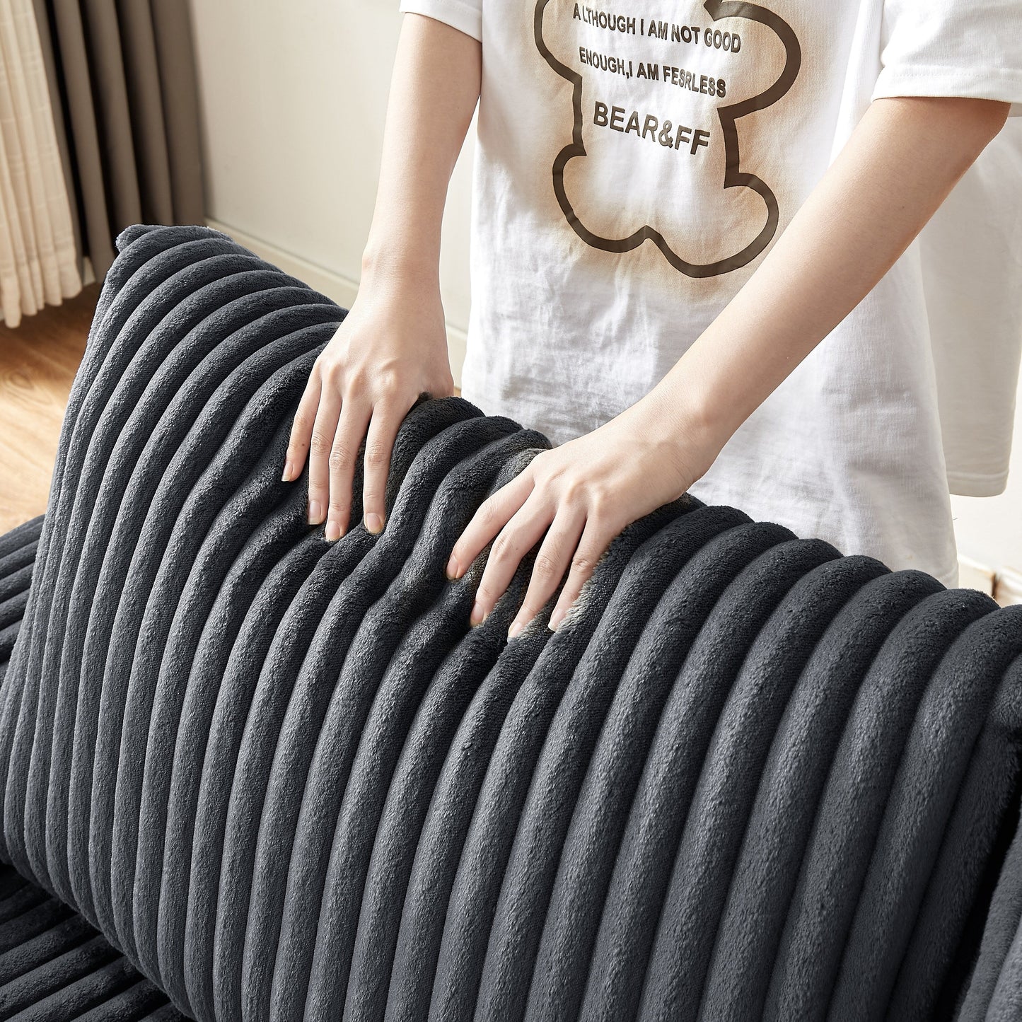 Fabric Loveseat Sofa with Storage Armrest and USB