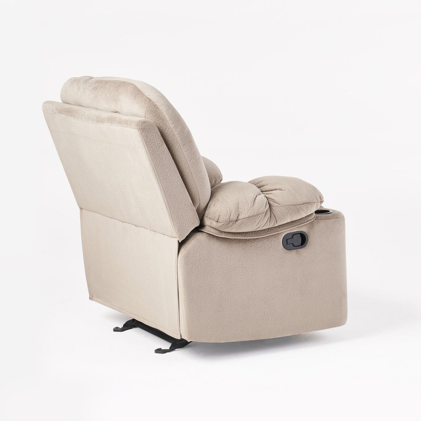 Fabric Manual Recliner Chair with Dual Cup Holders and Generous Padded Cushions