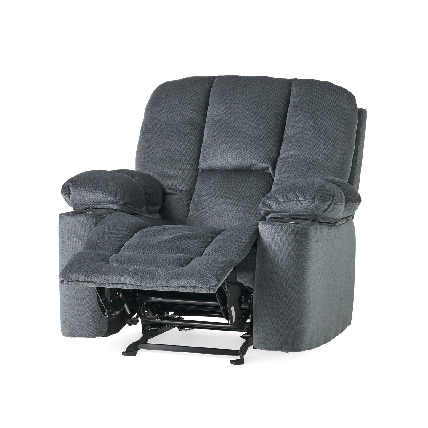 Fabric Manual Recliner Chair with Dual Cup Holders and Generous Padded Cushions