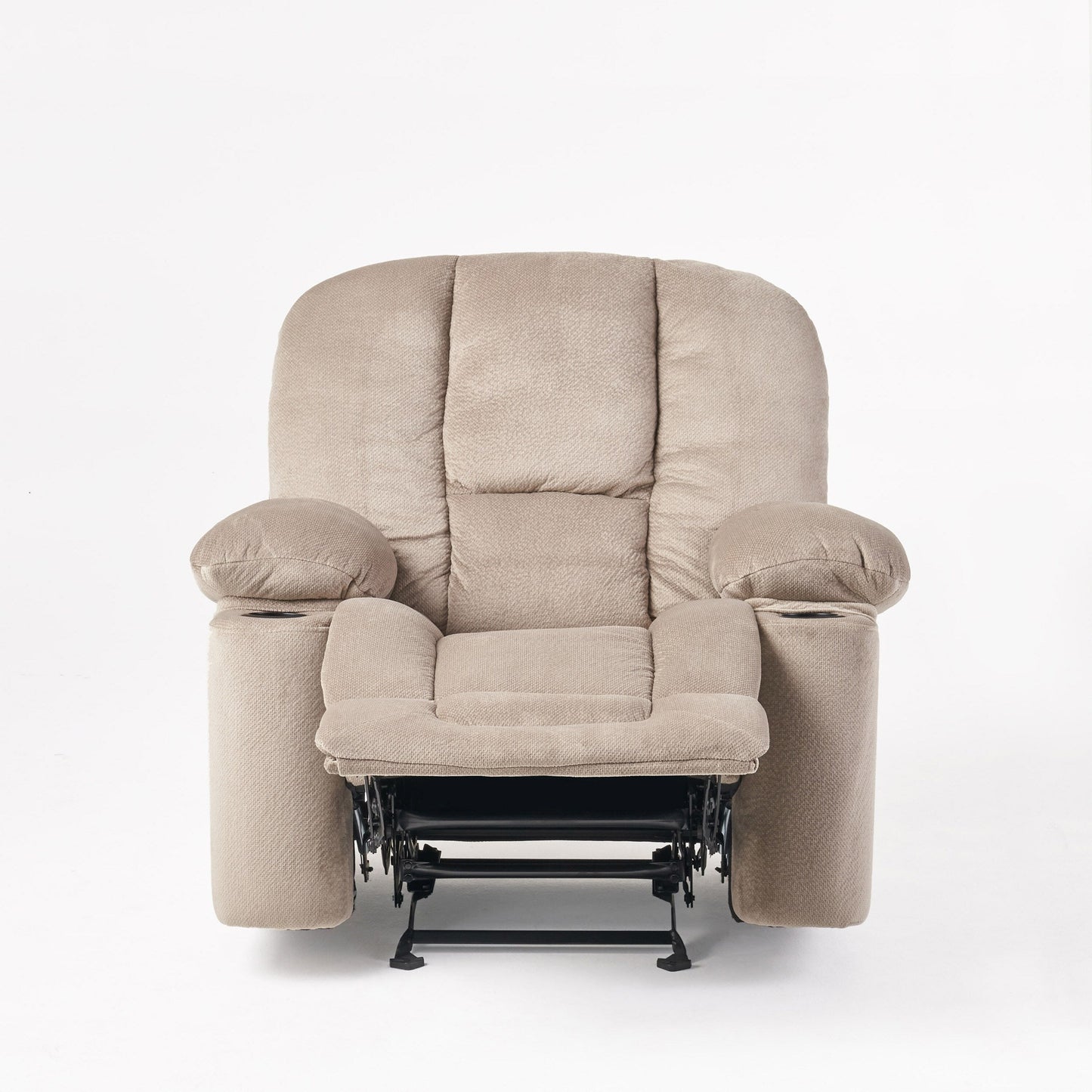 Fabric Manual Recliner Chair with Dual Cup Holders and Generous Padded Cushions
