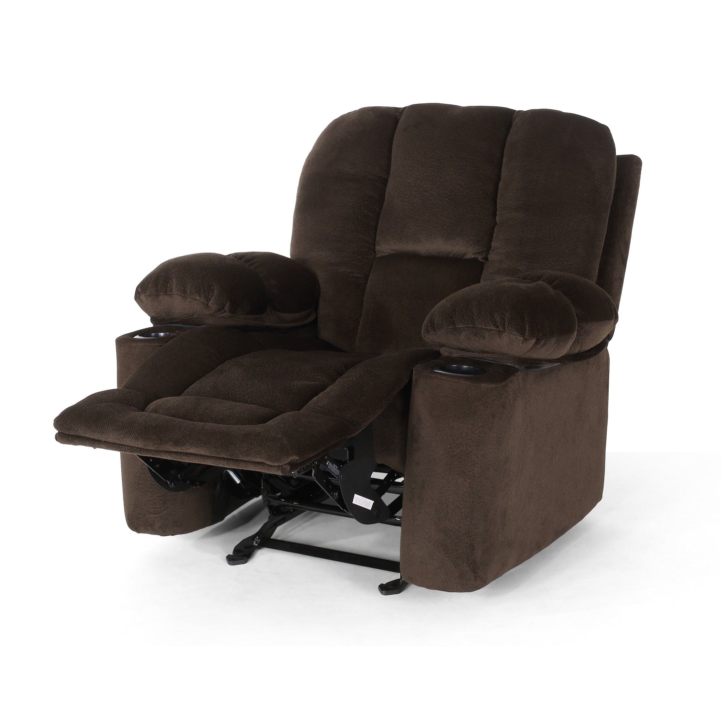Fabric Manual Recliner Chair with Dual Cup Holders and Generous Padded Cushions