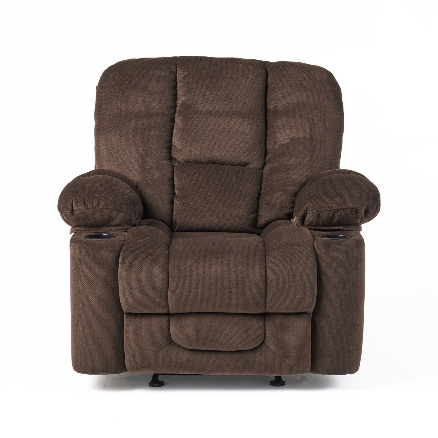 Fabric Manual Recliner Chair with Dual Cup Holders and Generous Padded Cushions