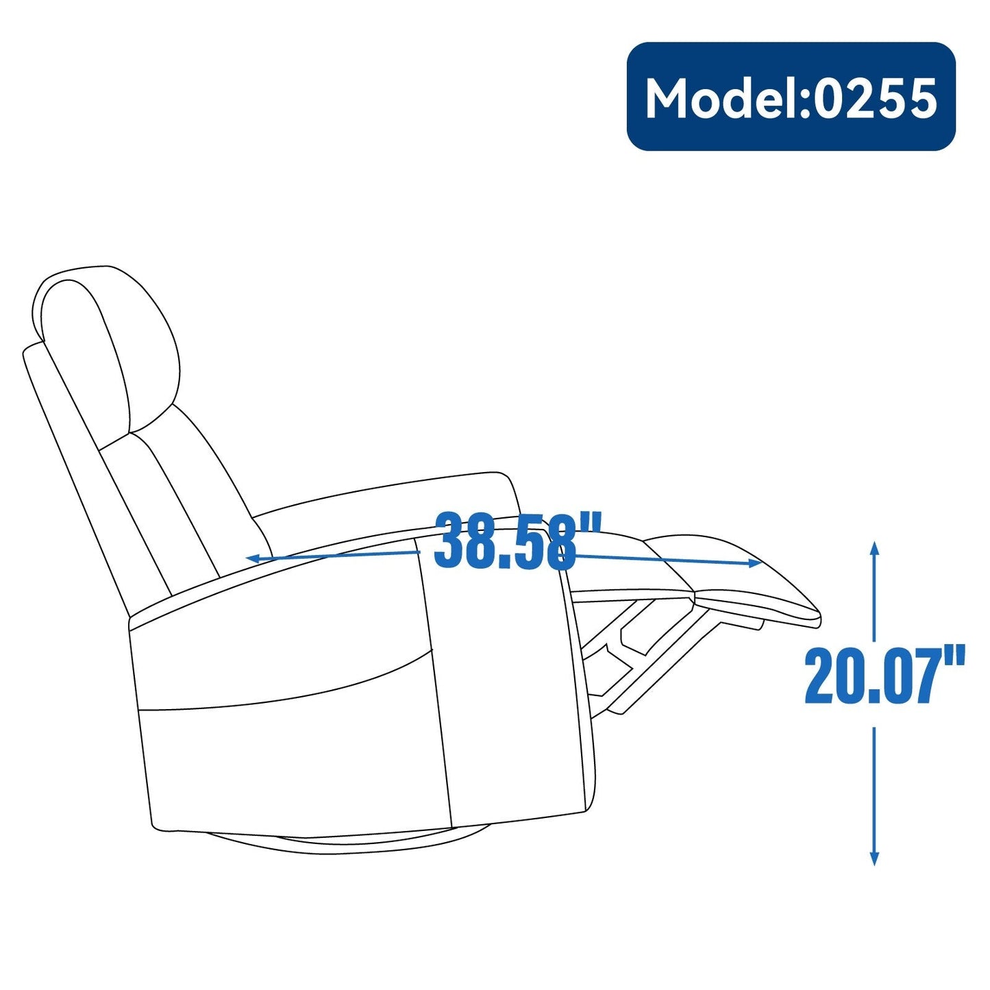 Fabric Recliner Chair with Heat, Massage, 360° Swivel Base, Adjustable Backrest, and Lumbar Support for Living Room Comfort