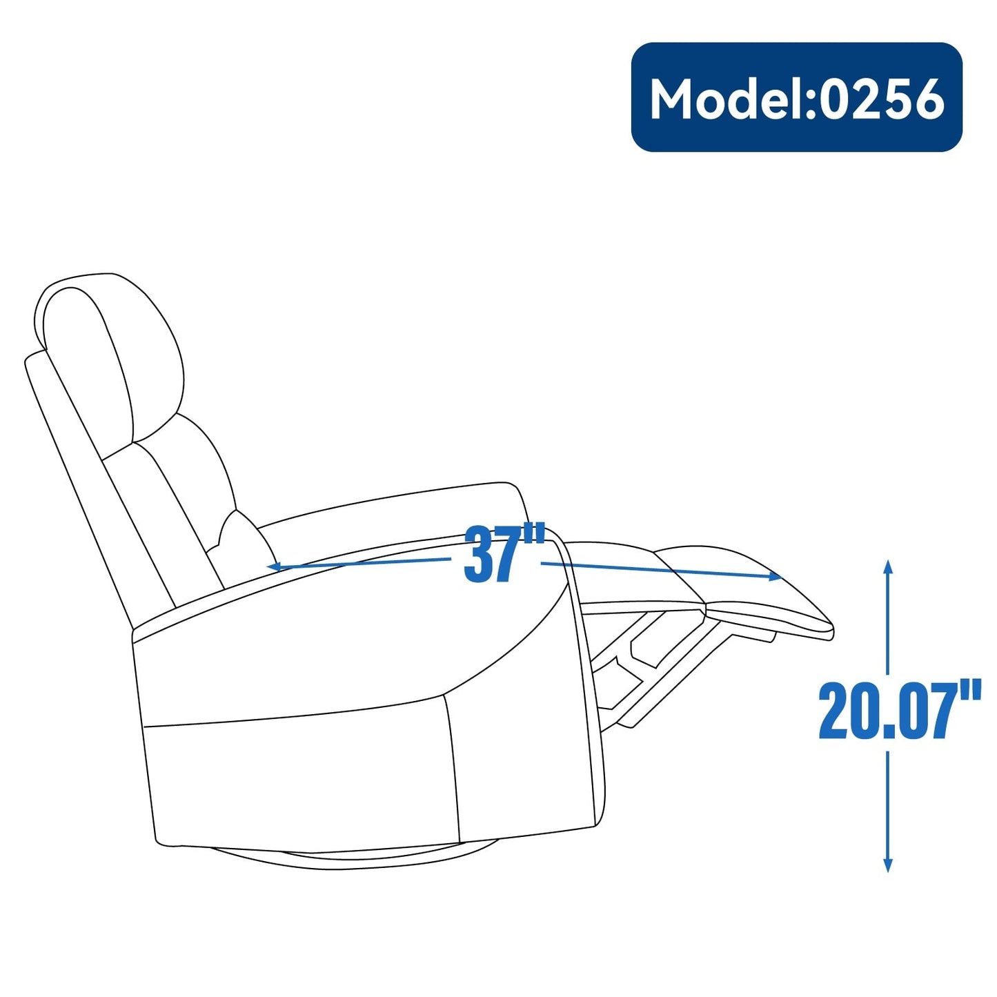 Fabric Rocker Recliner Chair with 360° Swivel Base, Manual Reclining Armchair with Side Lever, Comfortable Lounge Chair