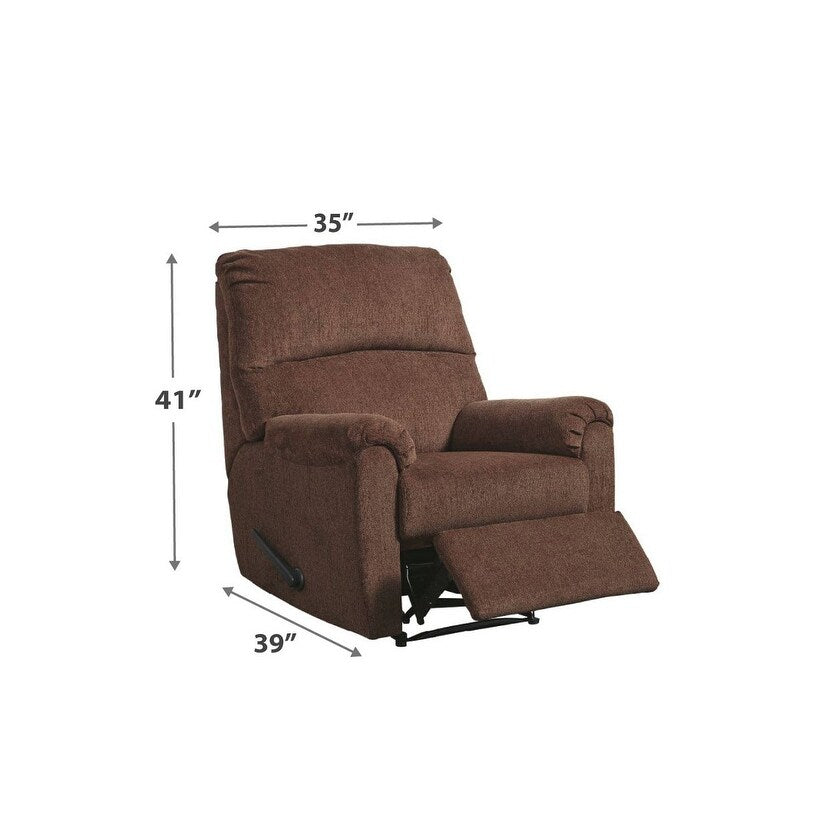 Fabric Upholstered Zero Wall Recliner with Pillow Top Armrests, Brown