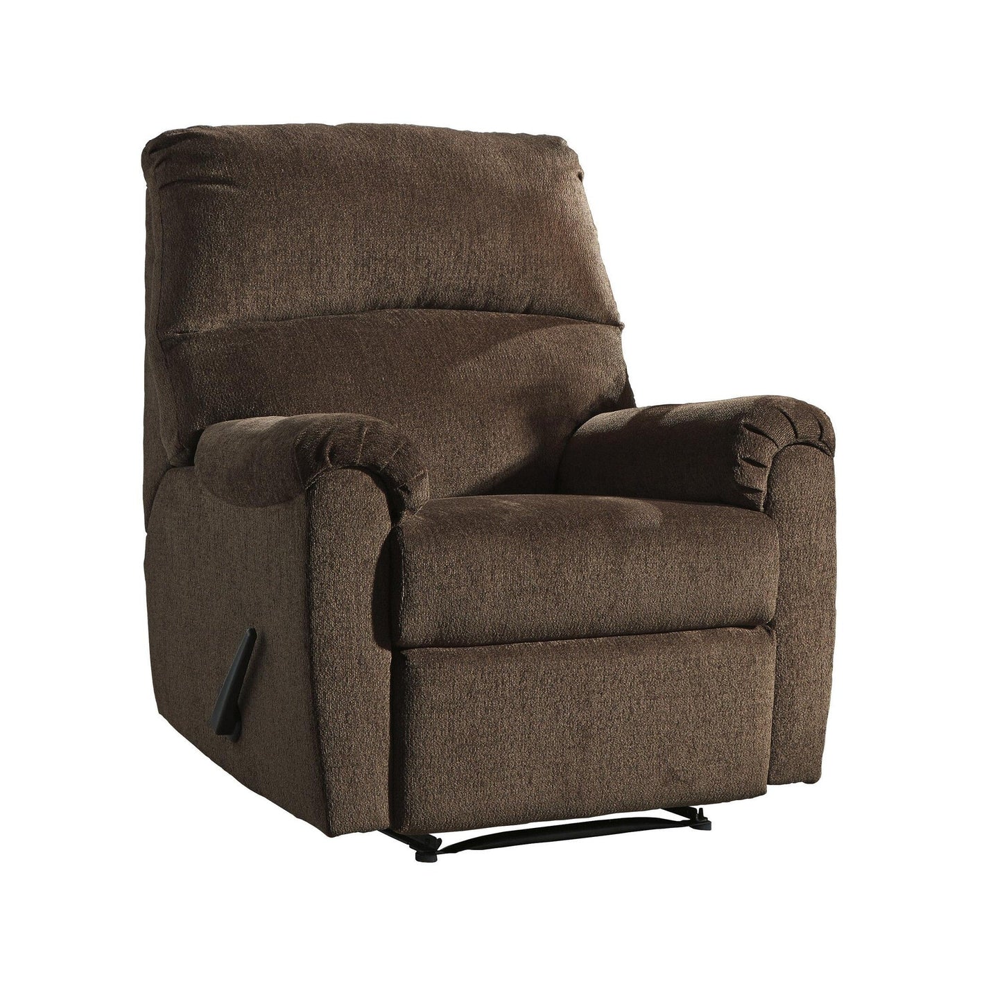 Fabric Upholstered Zero Wall Recliner with Pillow Top Armrests, Brown