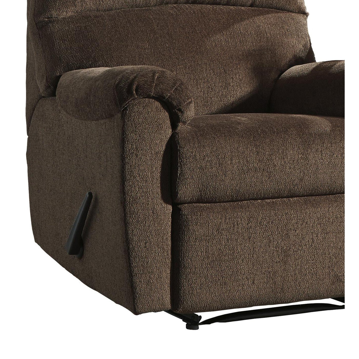 Fabric Upholstered Zero Wall Recliner with Pillow Top Armrests, Brown