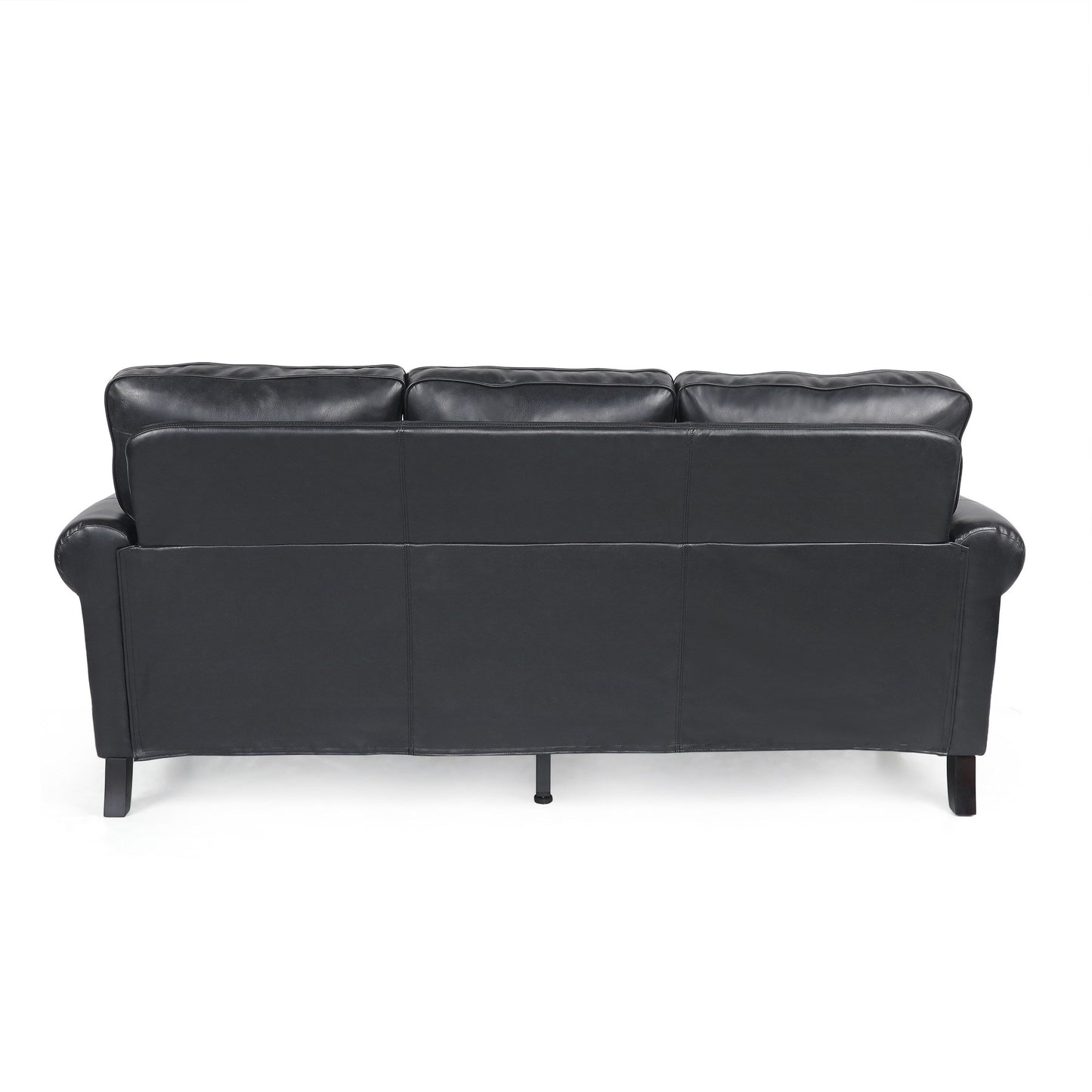 Faux Leather 3-seater Sofa with Birch Wood Legs and Nailheads