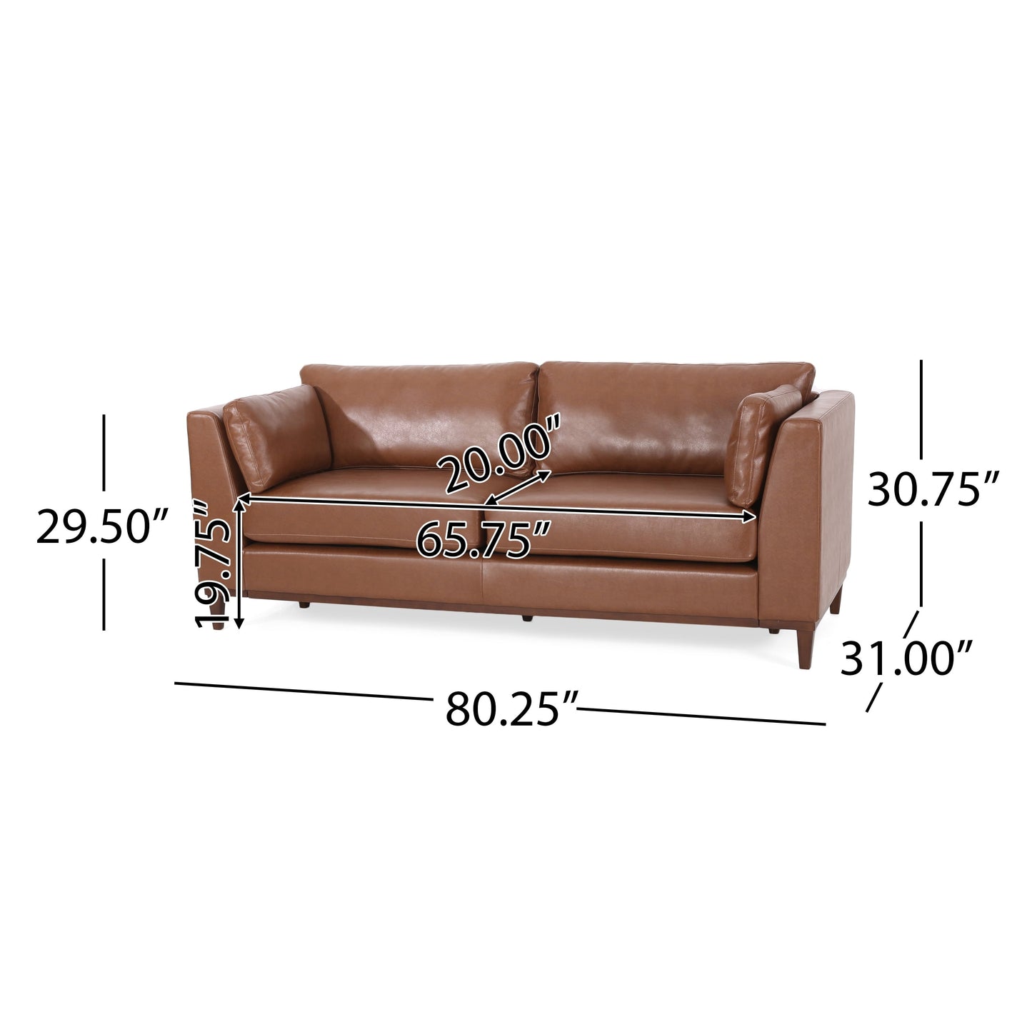 Faux Leather 3-seater Sofa with Birch Wood Legs
