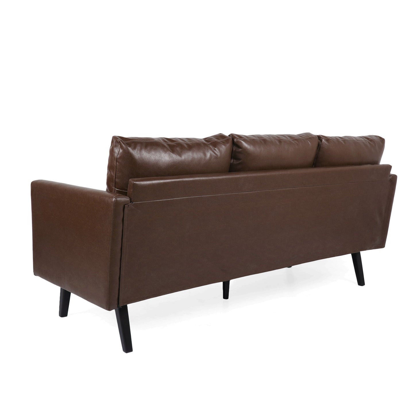 Faux Leather 3-seater Sofa with Birch Wood Legs
