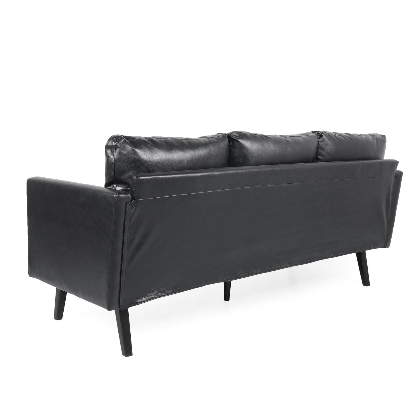 Faux Leather 3-seater Sofa with Birch Wood Legs