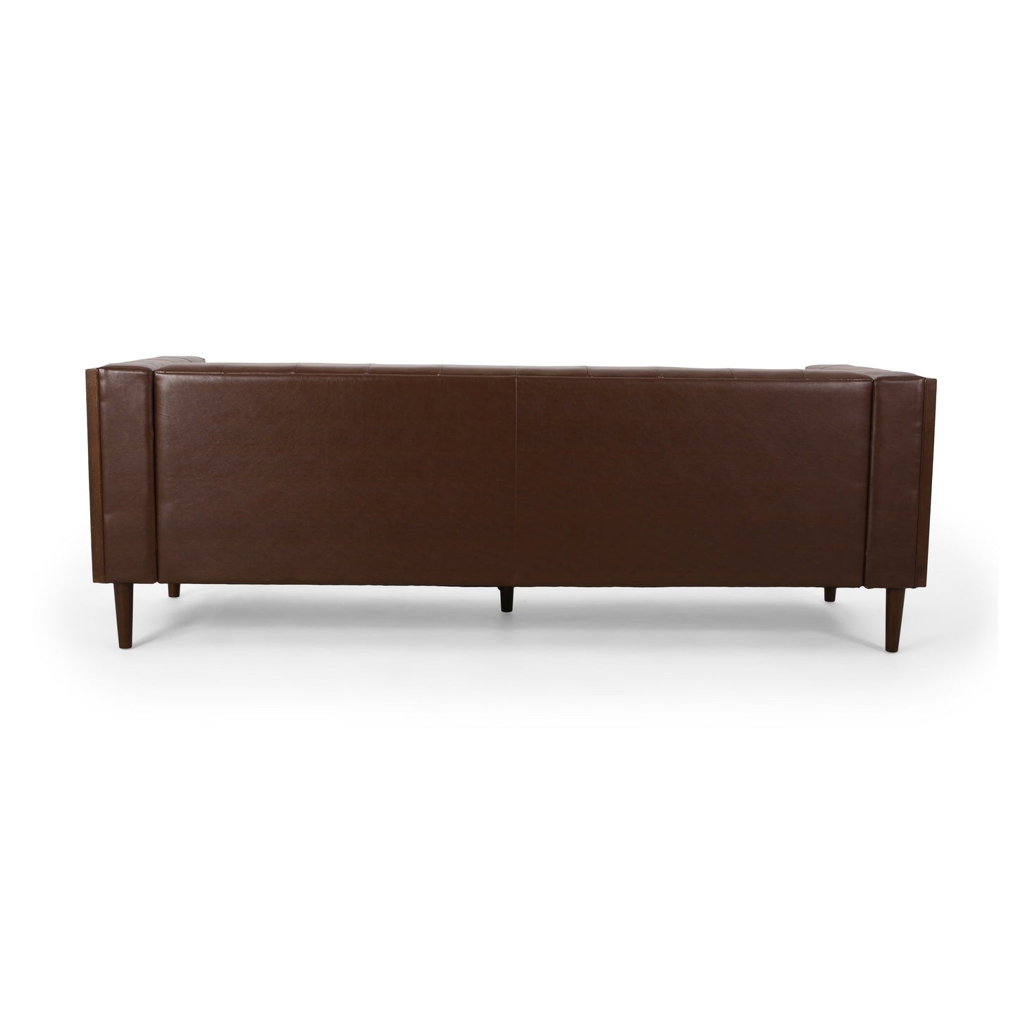 Faux Leather Button Tufted 3-seater Sofa with Birch Wood Legs