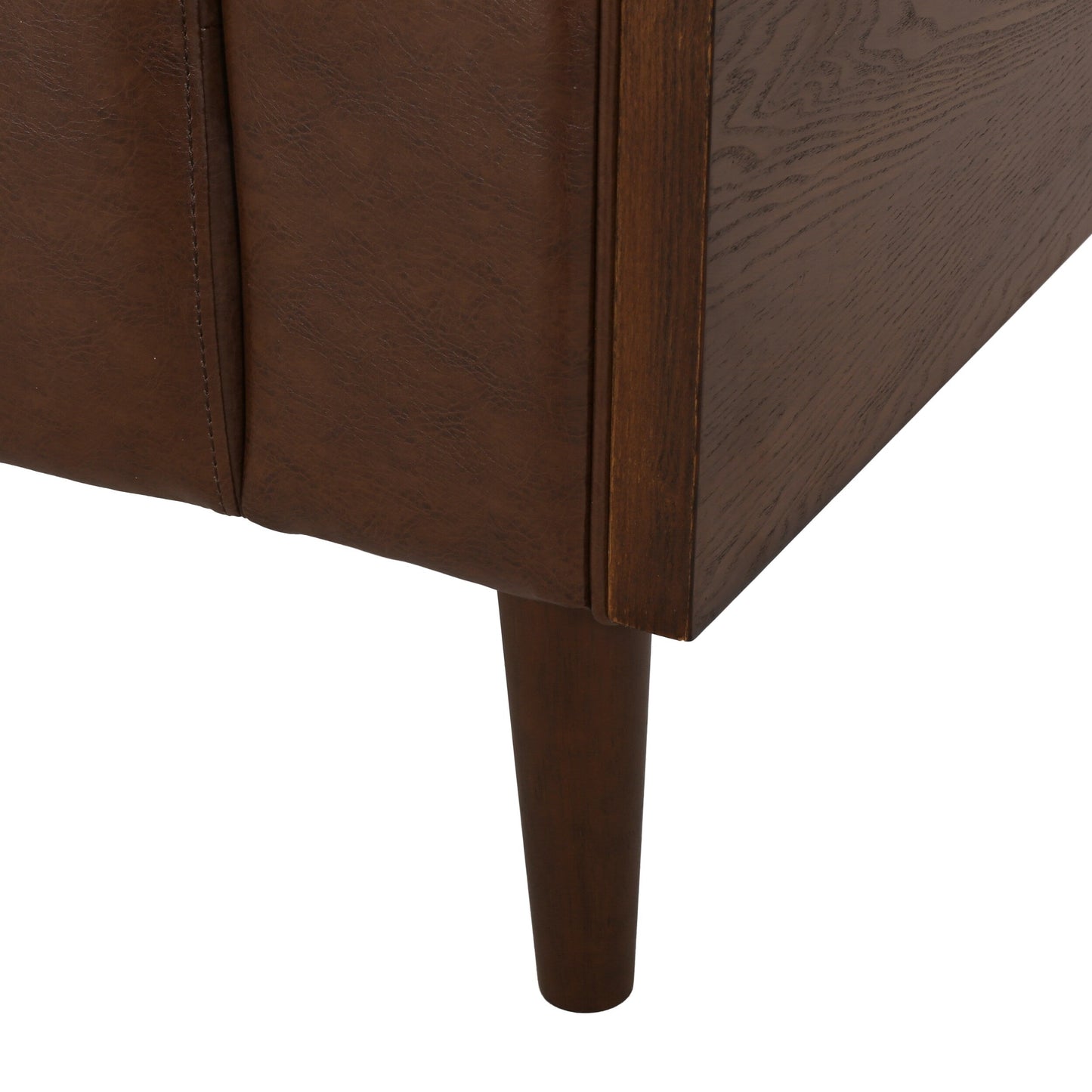 Faux Leather Button Tufted 3-seater Sofa with Birch Wood Legs