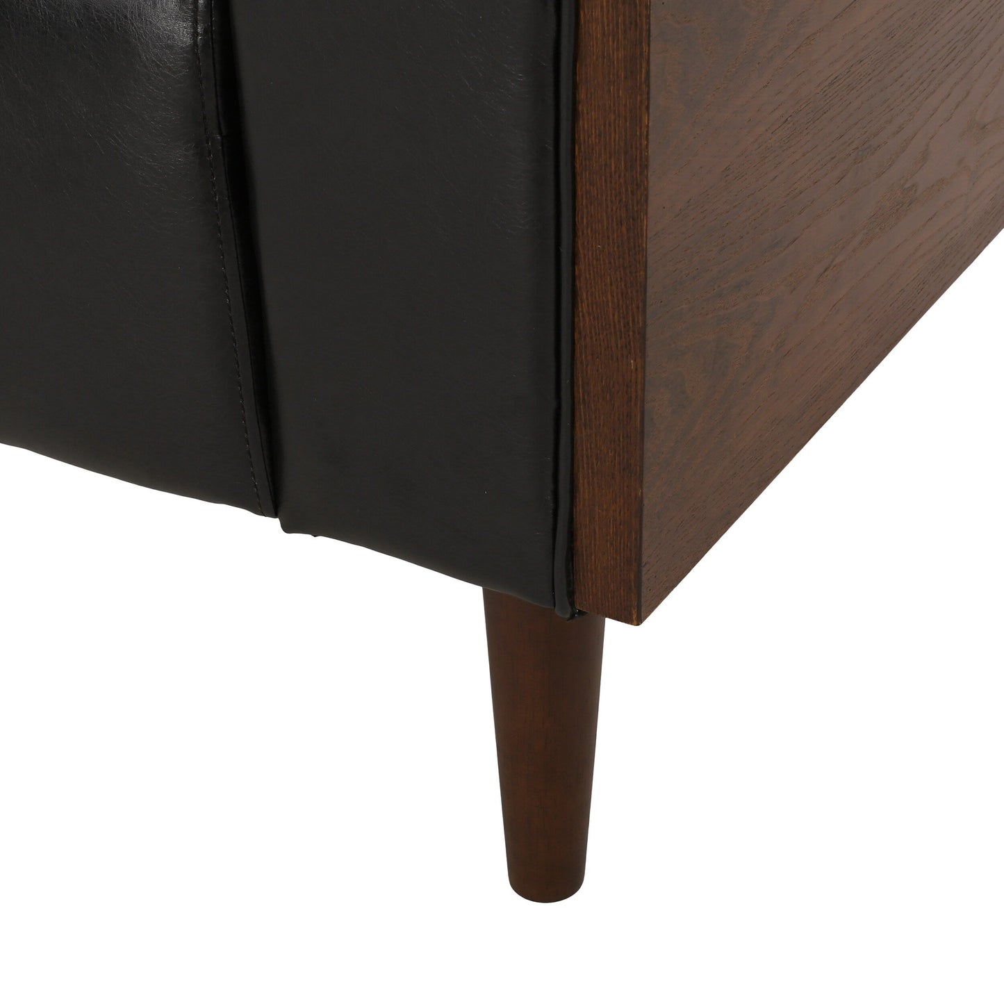 Faux Leather Button Tufted 3-seater Sofa with Birch Wood Legs