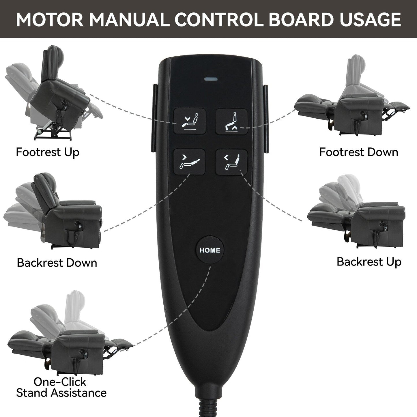 Faux Leather Dual Motor Power Lift Recliner Chair with Heat Massage, USB Ports, and Infinite Recline Positions